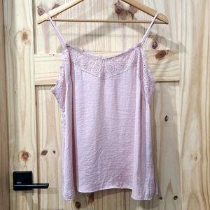 Who What Wear Pink Lace Camisole Tank Top Y2K Fairy Boho Cottagecore Size L
